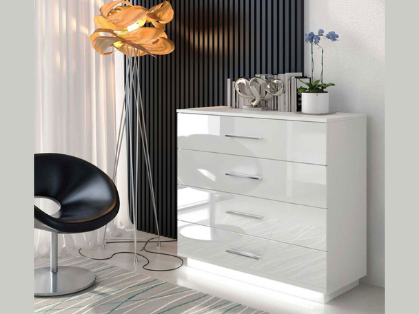 Commode de Rangement avec éclairage LED Nuveo Blanc