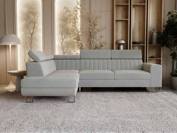 Canapé d'Angle Gauche Convertible avec Coffre Berona Gris