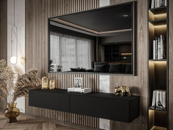 Meuble TV Rangement Sorelle Noir mat