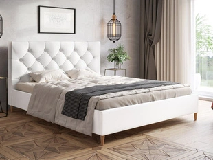 Łóżko tapicerowane ze stelażem 160x200 Tril Białe