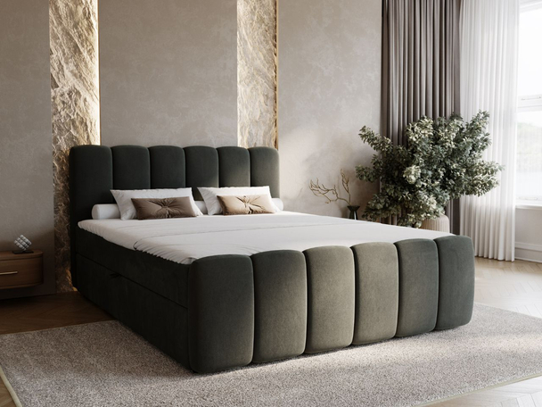 Lit Boxspring avec Coffre de Rangement 200x200 Cloud Gris foncé