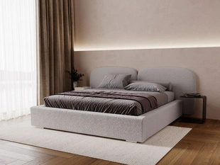 Lit Coffre rembourré avec sommier relevable 200x200 Palermo Gris clair