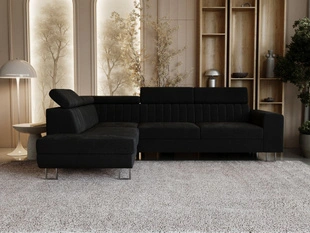 Canapé d'Angle Gauche Convertible avec Coffre Berona Noir