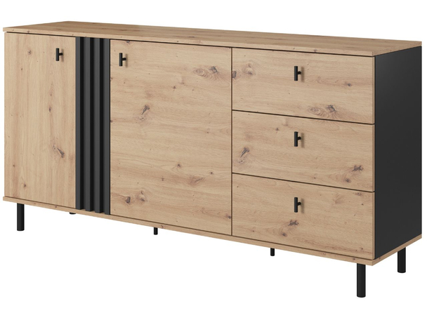 Buffet avec portes et tiroirs Malone Chêne Artisan, Anthracite