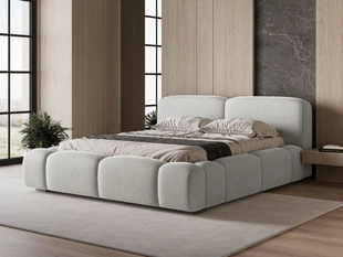 Lit Coffre rembourré avec sommier relevable 140x200 Aubi Gris