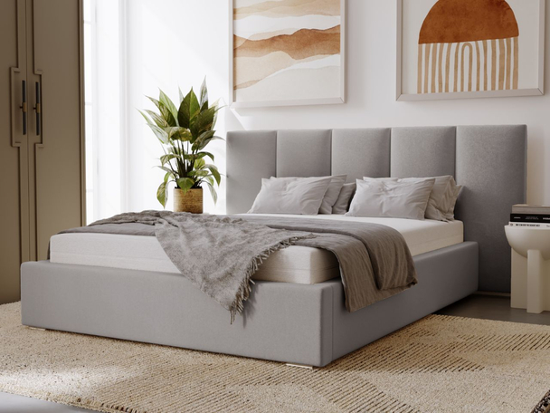Lit Coffre rembourré avec sommier relevable 120x200 Lizbona Gris