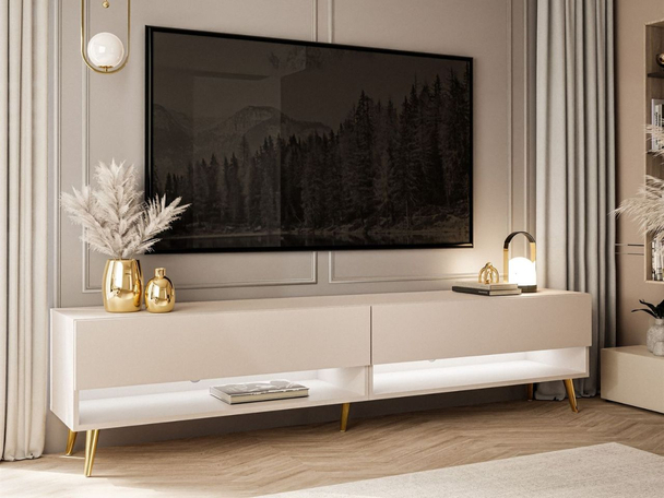 Meuble TV pour salon 180 cm avec pieds en métal Aurelie Cachemire mat