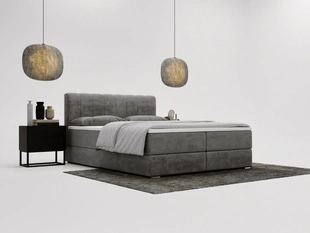 Lit Boxspring avec Coffre de Rangement 120x200 Forte Gris
