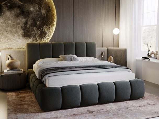 Lit Coffre rembourré avec sommier relevable 120x200 Cloud Gris foncé