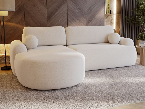 Canapé d'Angle Gauche Convertible avec Coffre Aurio Blanc