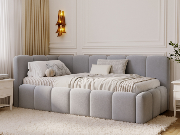 Lit adolescent 1 place avec rangement et sommier 90x200 Cloud One Gris
