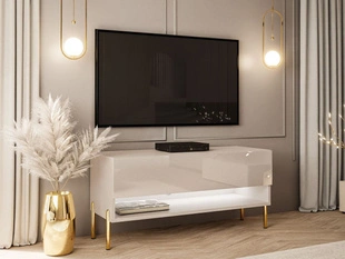 Meuble TV de 90 cm avec éclairage LED Aurelie Cachemire brillant