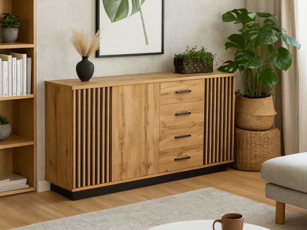 Commode de Rangement Lavore chêne de Wotan, noir