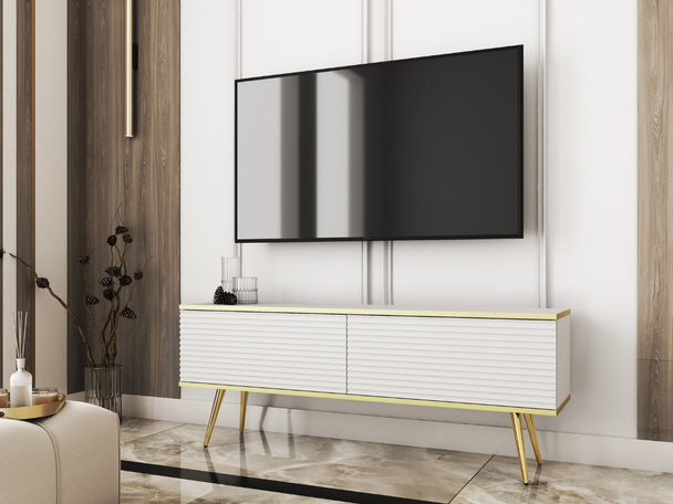 Meuble TV Rangement Diolo blanc