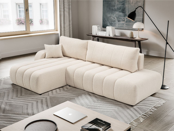 Canapé d'Angle Gauche Convertible avec Coffre Adoro Beige clair