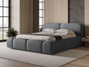 Lit Coffre rembourré avec sommier relevable 120x200 Aubi Gris foncé