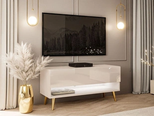 Meuble TV de 90 cm avec éclairage LED Aurelie Cachemire brillant