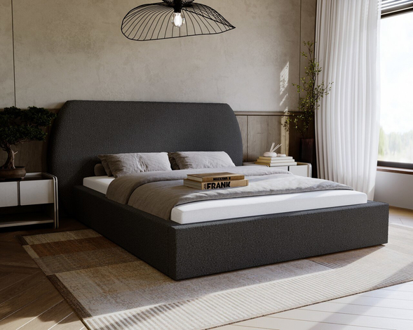 Lit Coffre rembourré avec sommier relevable 120x200 Blossom Noir