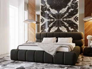 Lit Coffre rembourré avec sommier relevable 140x200 Mellow Gris foncé