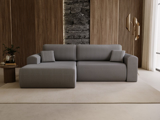 Canapé d'Angle Gauche Convertible avec Coffre Belvio Gris foncé